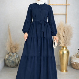 muslim modest hijabs women long dresses zanzea elegant lace patchwork o neck long sleeve belted tiered a line dress abaya robes